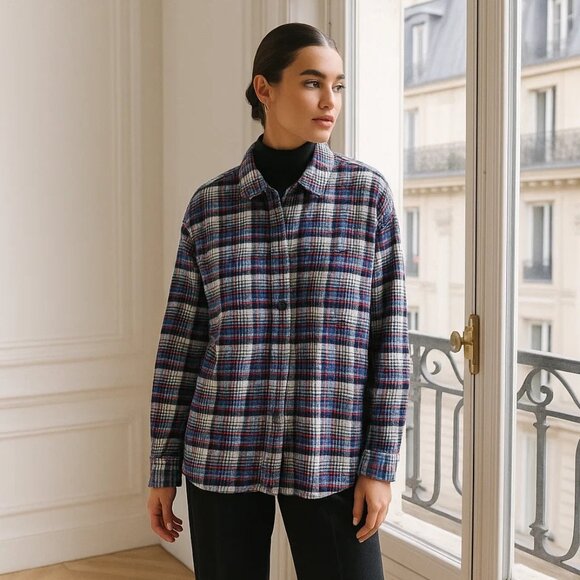 Outerknown Blanket Shirt Sierra Flannel Oversized Plaid Light Shacket Top Pride - Picture 10 of 10